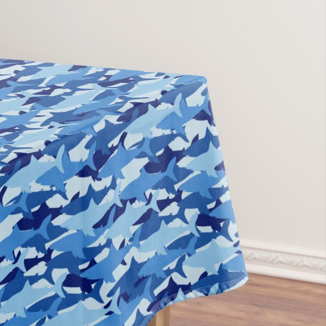 Blue Shark Pattern 2 Tablecloth (In Situ)