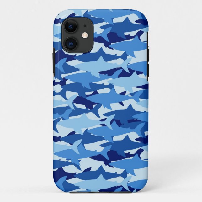 Blue Shark Pattern Case-Mate iPhone Case (Back)
