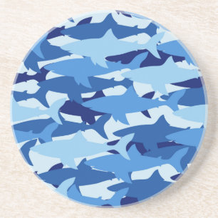 Blue Shark Pattern Coaster