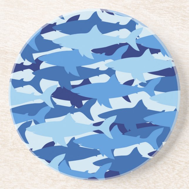 Blue Shark Pattern Coaster (Front)