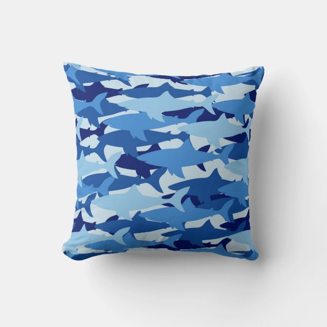 Blue Shark Pattern Cushion (Front)