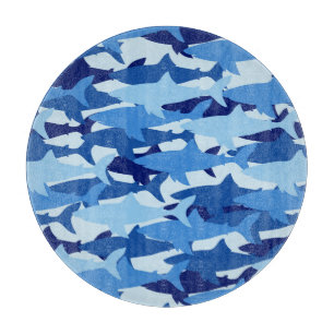 Blue Shark Pattern Cutting Board