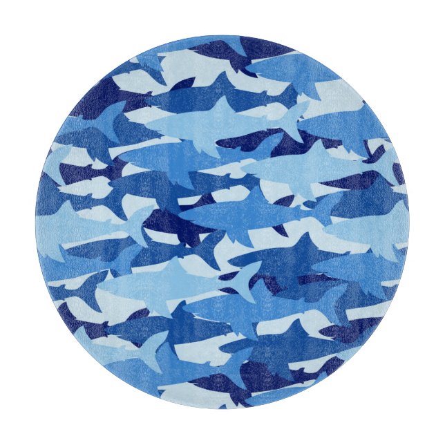 Blue Shark Pattern Cutting Board (Front)
