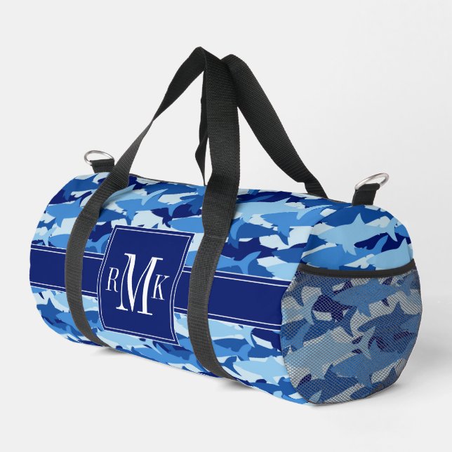 Blue Shark Pattern Duffle Bag (Right Corner)