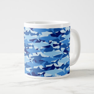 Blue Shark Pattern Large Coffee Mug