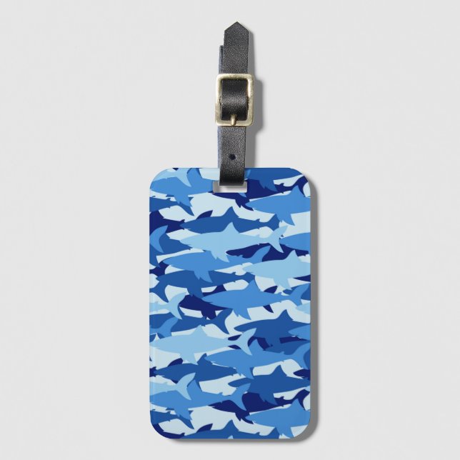 Blue Shark Pattern Luggage Tag (Front Vertical)