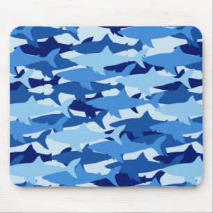 Blue Shark Pattern Mouse Pad