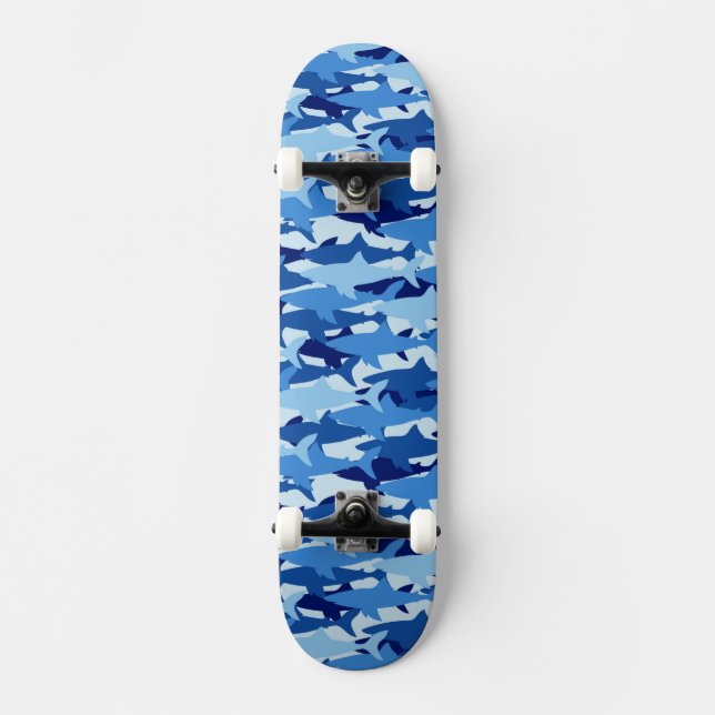 Blue Shark Pattern Skateboard (Front)