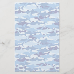 Blue Shark Pattern Stationery