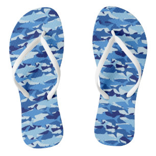 Blue Shark Pattern Thongs