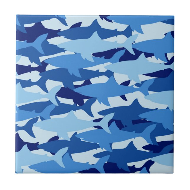 Blue Shark Pattern Tile (Front)
