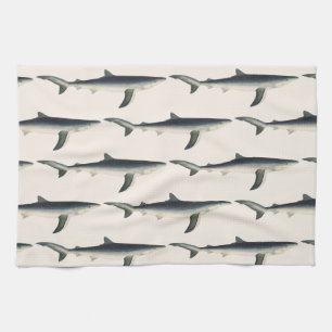 Blue Shark, Vintage Aquatic Ocean Marine Life Tea Towel