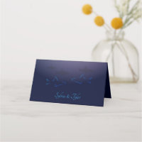 Blue Shark Wedding Folded Place Card