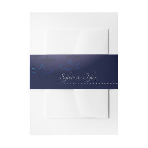 Blue Shark Wedding Invitation Belly Band