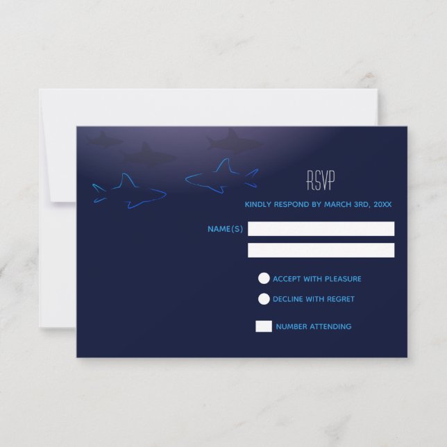 Blue Shark Wedding RSVP Response Card (Front)