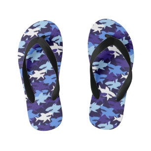 Blue Sharks Camouflage Pattern Kid's Thongs