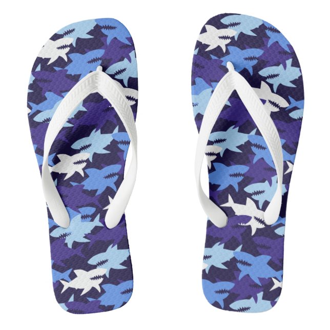 Blue Sharks Camouflage Pattern Thongs (Footbed)