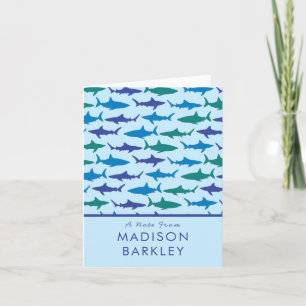 Blue Sharks Cute Kid's Stationary Cards