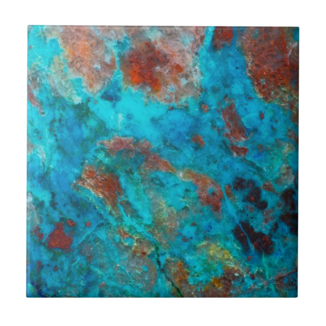 Blue Shattuckite Ceramic Tile (Front)