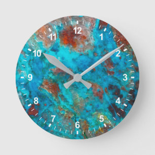 Blue Shattuckite Round Clock