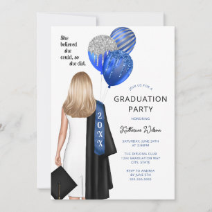 Blue She Believed Photo Graduation Party Invitation