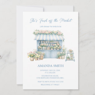 Blue She’s Fresh Off The Market Bridal Shower Invitation