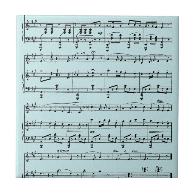 Blue Sheet Music Ceramic Tile (Front)