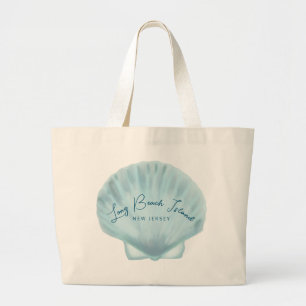 Blue shell beach  large tote bag