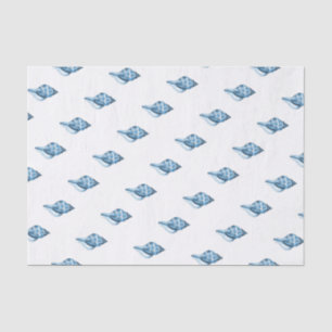 Blue shell ocean nautical coastal gift wrapping tissue paper