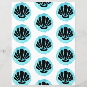 Blue Shell Pattern Scrapbook Paper