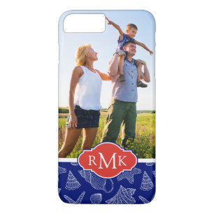 Blue Shell Pattern   Your Photo & Monogram iPhone 8 Plus/7 Plus Case