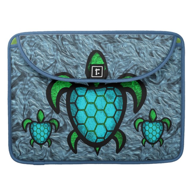 Blue Shell Turtle MacBook Pro Flap Sleeve (Front Closed)