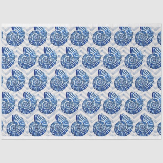 Blue shells on blue chevron background  tissue paper (Front)