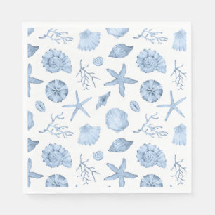 Blue Shells Watercolor Napkin