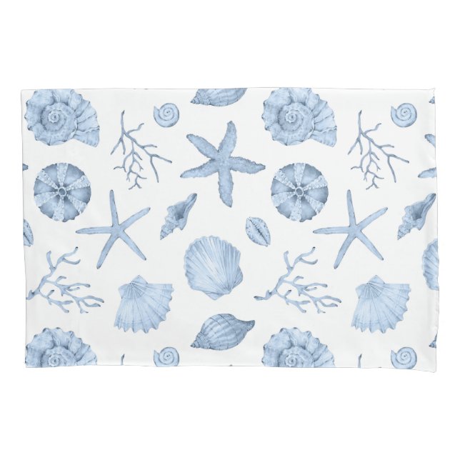 Blue Shells Watercolor Pillowcase (Front)