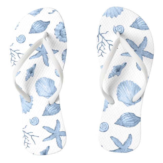 Blue Shells Watercolor Thongs (Footbed)