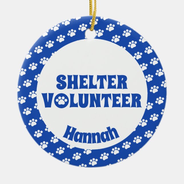 Blue Shelter Volunteer Ceramic Ornament (Front)