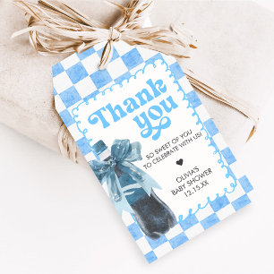 Blue She's Ready to Pop Baby Shower Favour Tags