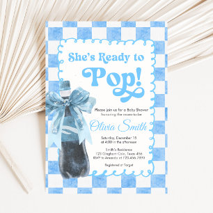 Blue She's Ready to Pop Baby Shower Invitation