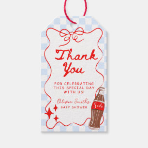 Blue She's Ready to Pop Baby Shower Thank You Gift Tags
