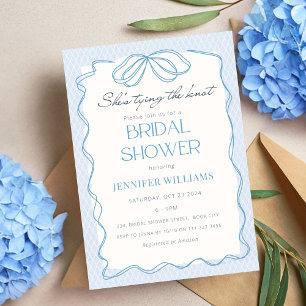 Blue She's Tying the Knot Lace Bridal Shower  Invitation