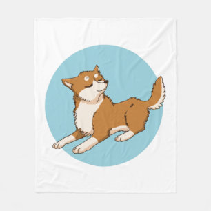 Blue shiba design. fleece blanket