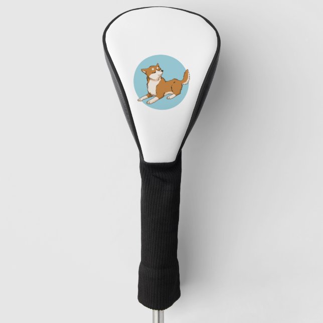 Blue shiba design. golf head cover (Front)