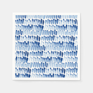 Blue shibori watercolor short lines pattern napkin