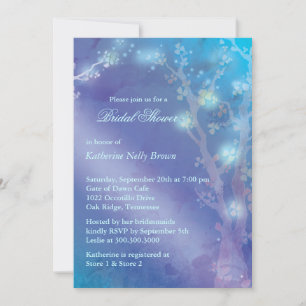 Blue Shimmer Cute Winter Bridal Shower Invitation