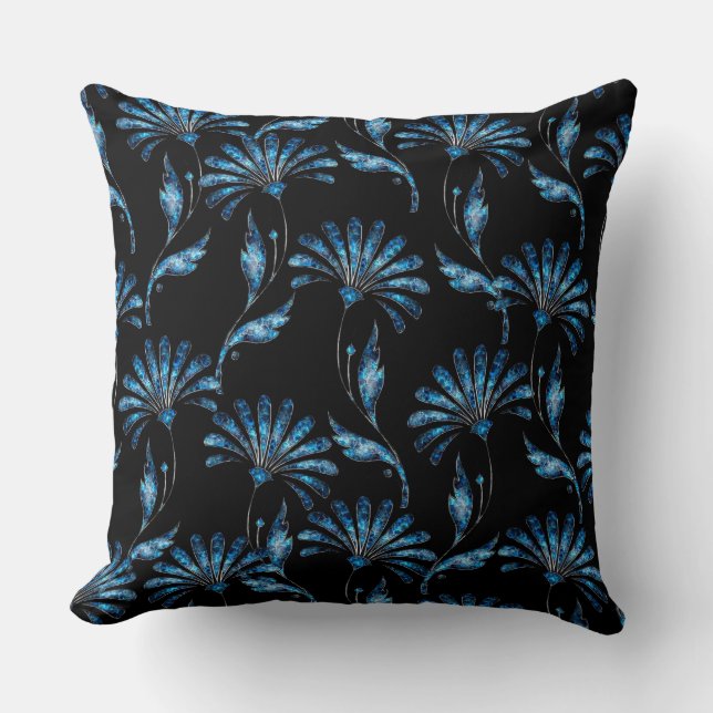 Blue Shimmer Floral  Cushion (Front)