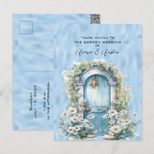 Blue Shimmer Garden Door Daisy Postcard