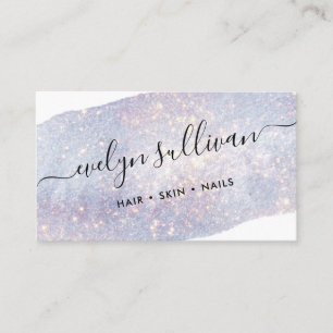 blue shimmer watercolor business card