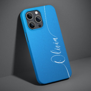 Blue Shimmer White Elegant Calligraphy Script Name Case-Mate iPhone 14 Case