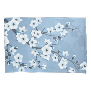 Blue Shimmering Cherry Blossom Pillowcase